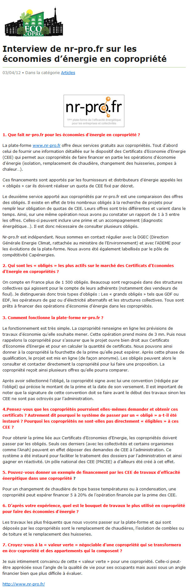 Ecopro ( Avril 2012 )