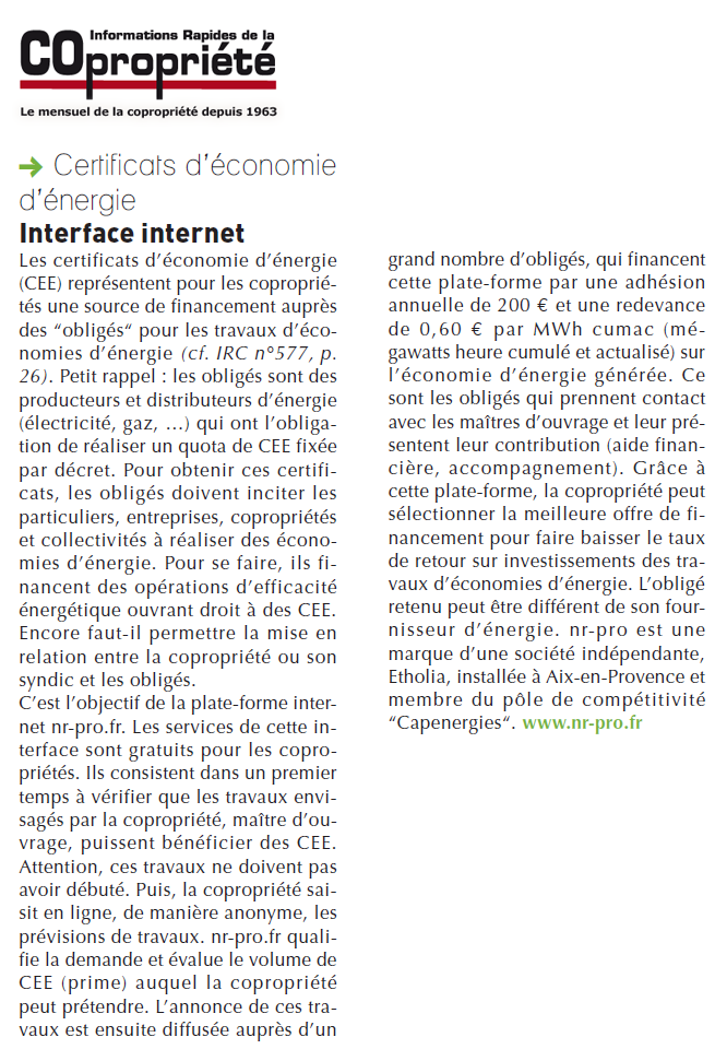 Informations rapides de la copropriété ( Mai 2012 )