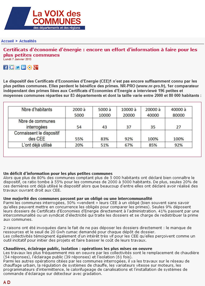 La voix des communes (janvier 2013)