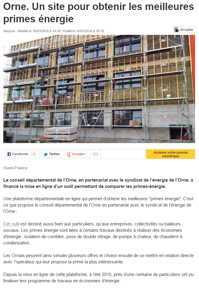 Ouest France Mars 2016